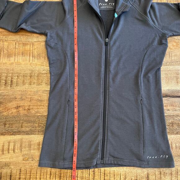 Free Fly Jacket Womens L Bamboo Performance Full Zip Active Pockets Stretch Gray - Picture 13 of 14